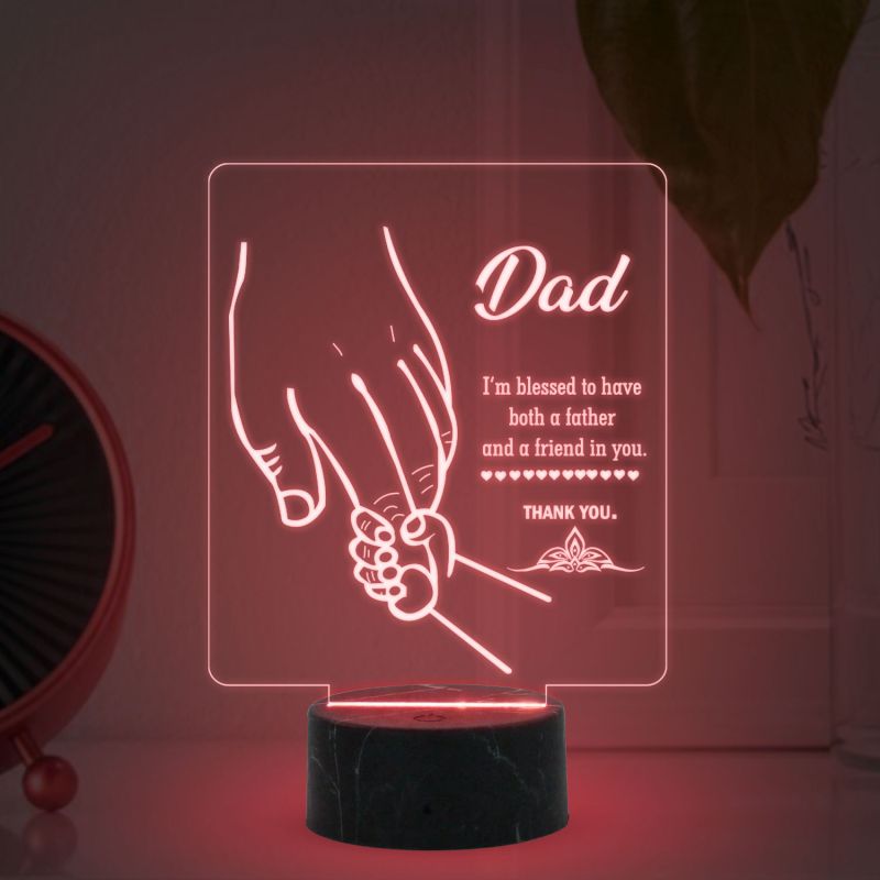 3D Illusion Dad Acrylic Led Night Lamp with Multicolored Color Fathers Day Gift Birthday Gift for Dad